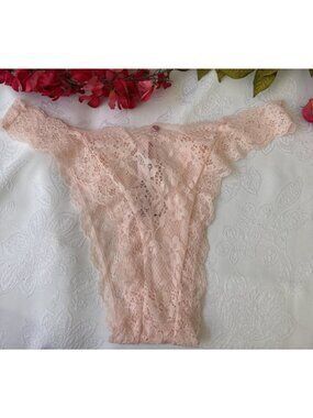 VICTORIA'S SECRET L DREAM ANGELS SUMMER PINK LACE HIGH LEG BRAZILIAN PANTIES NWT